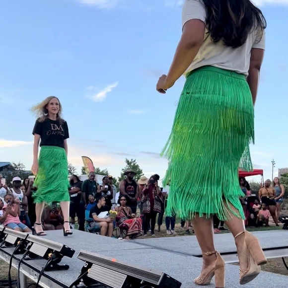Green Tassel Pencil Skirt - Picture 4 of 5